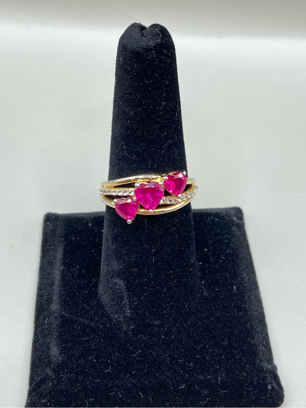Gold Plated Sterling Silver Pink Gemstone Heart Ring